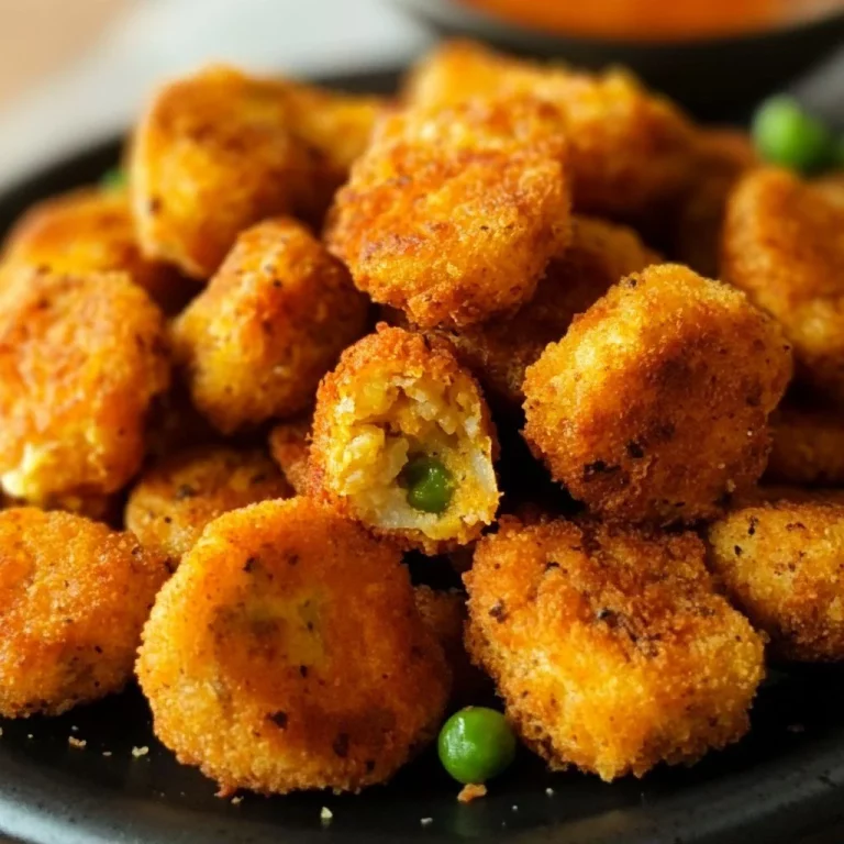 Plate of crispy baked vegetable nuggets with dipping sauce