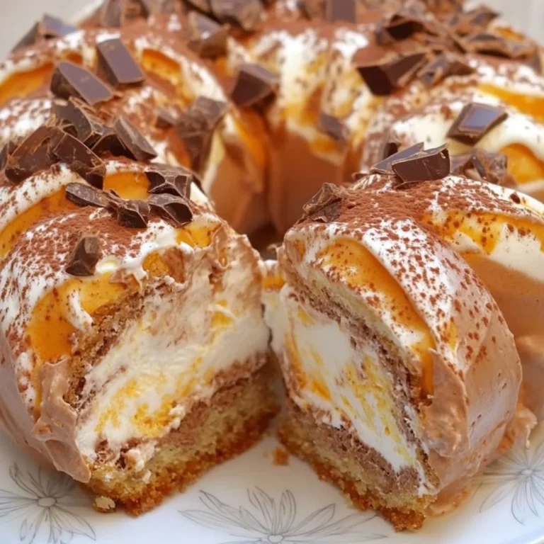 Marbled Mascarpone Chocolate and Caramel Ice Cream Cake with rich layers