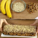 Barrette di avena con noci e banana ricoperte di cioccolato