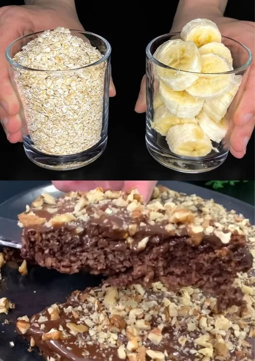 Dessert di avena e banana su un piatto decorato