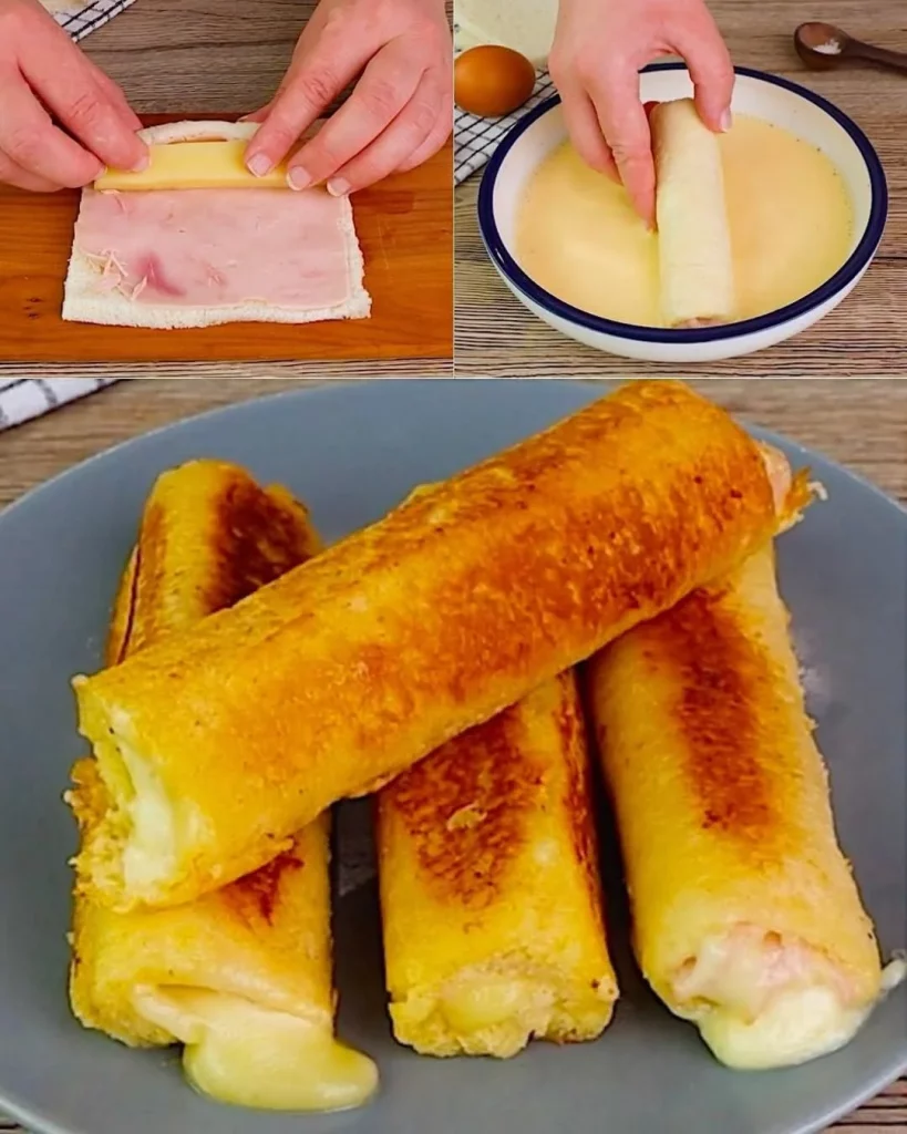 Leckerer Käse-Schinken-Toast auf einem Teller mit frischem Gemüse