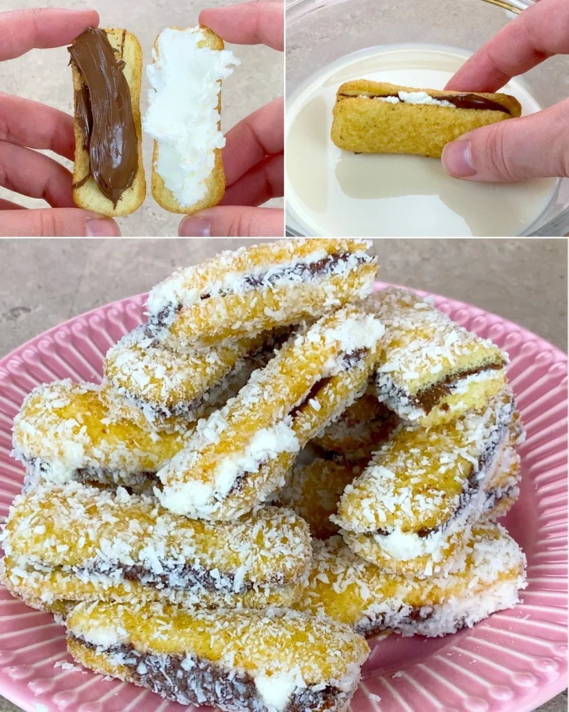 Kokos und Mascarpone Schokoladenpralinen auf einem Teller
