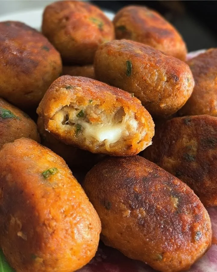 Polpette di pane raffermo pronte per essere servite con salsa di pomodoro.