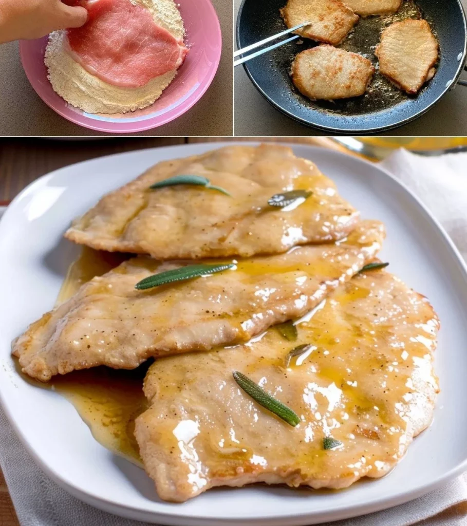 Zarte Scaloppine mit Marsala in einer aromatischen Sauce serviert.