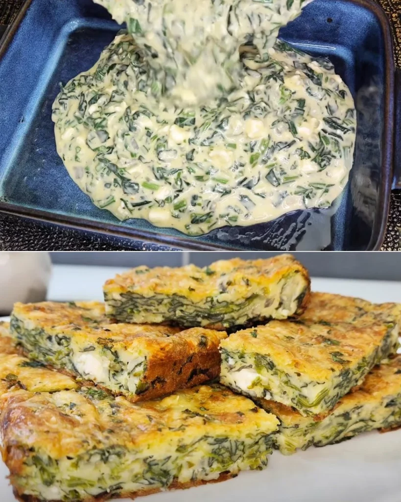 Leckere Spinat-Feta-Quiche auf einem Teller, ideal für Gerichte mit Gemüse.