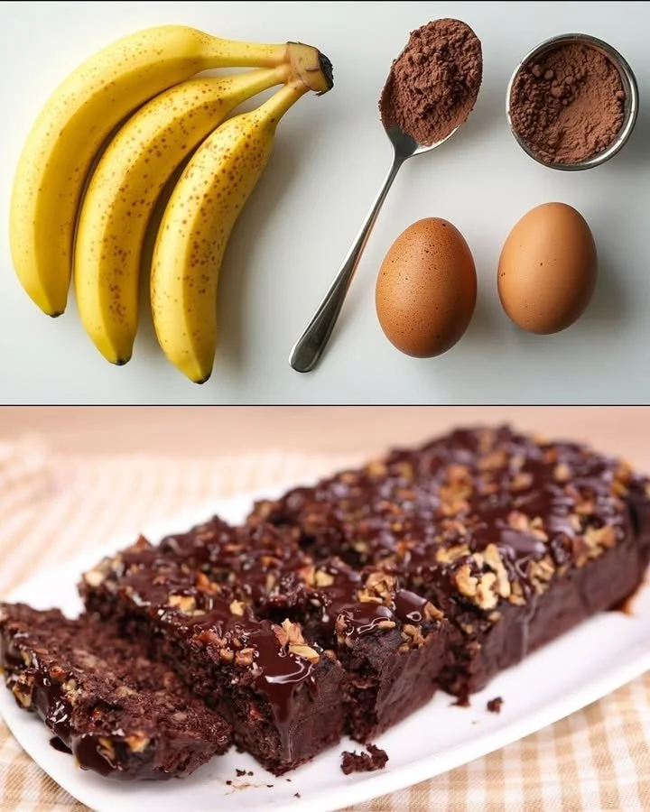 Torta d'Avena con Banane e Cacao su un piatto decorativo