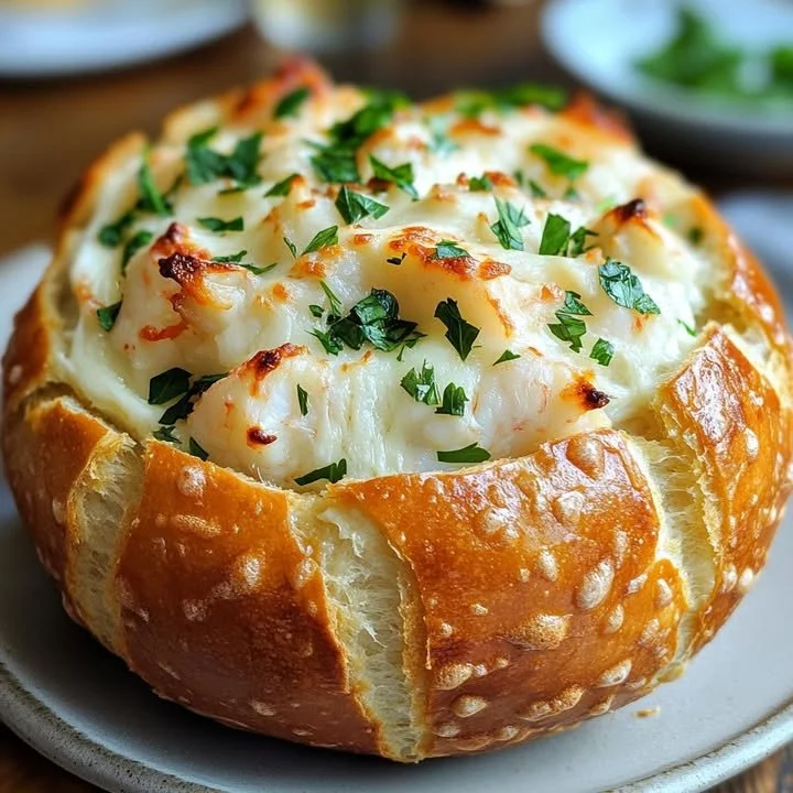 Delicious seafood stuffed bread with a golden crust and savory filling